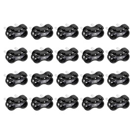 sourcing map Spring Cord Lock End Toggle, 20Pcs Double Hole Spring Stopper Alloy Fastener Slider Toggles Clip for Drawstrings, Shoelaces, Bags (Black,15.6x9.4mm)