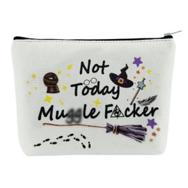 Degpum Book Lover Makeup Bag Funny Librarian Gifts Not Today Makeup Bag for Women Cosmetic Bag Girl Zipper Purse Travel Bag Wizard Hat Reading Lovers Gifts for Girl Women Birthday Anniversary (A)