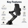 Long-Arm Car Phone Holder with Suction Cup – 16.9-Inch Adjustable
