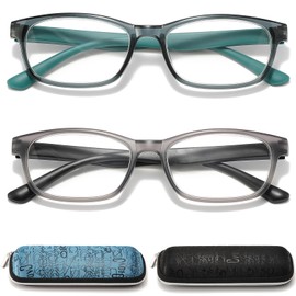 RaoOG Reading Glasses Men Blue Light Blocking - 2 Pack Anti-blue Readers with Spring Hinge UV Protection Eyeglass +1.50