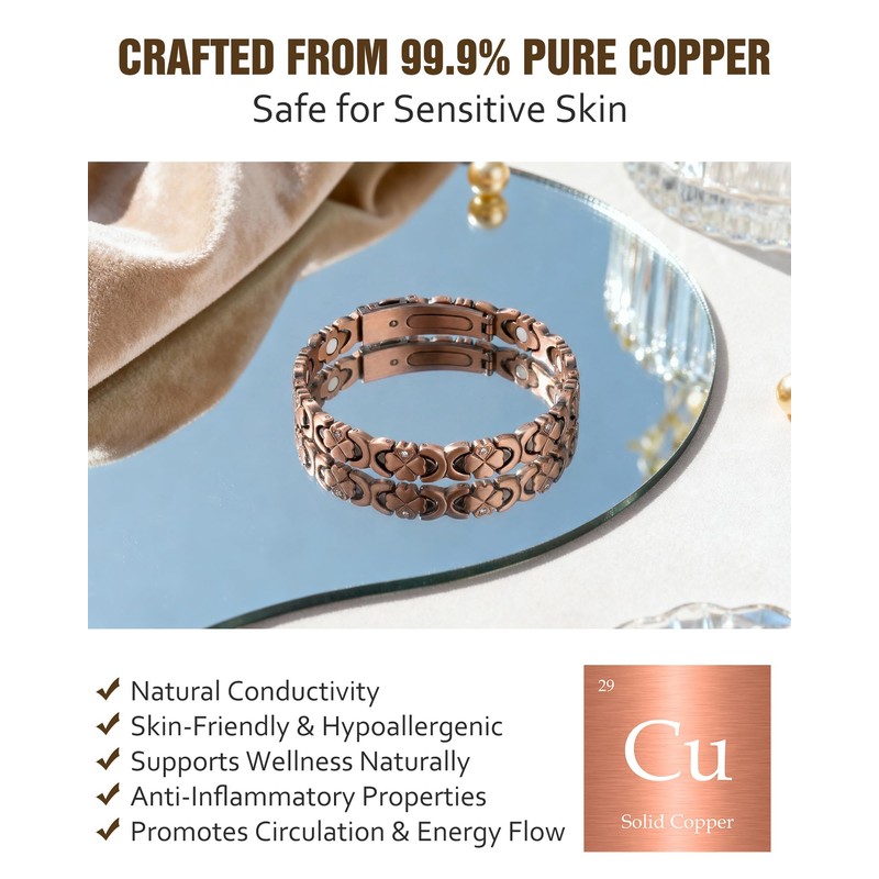 Jecanori Magnetic Copper Bracelet for Women — 3500 Gauss Magnets