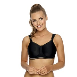 VIANIA! Dessous Sports Bra 141472 I Moulded Spacer Cup Bra Without Underwire I Breathable Sports Bra Intense I Mountain Biking & Skiing & Football & Tennis I Quick Drying I 75B - 100F I White/Black,