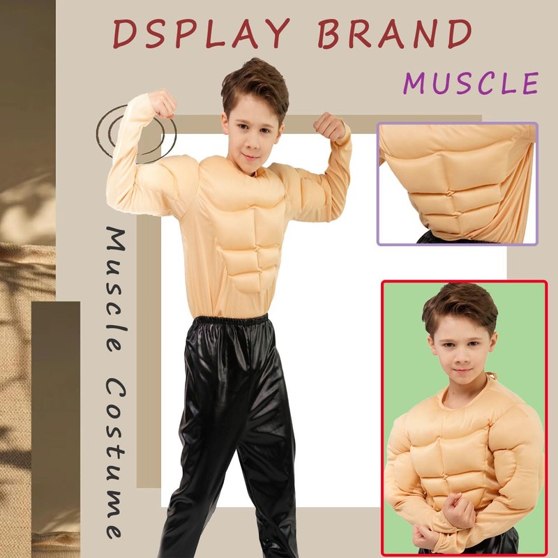 Boys Strong Muscle Shirt Costume (10-12Y)
