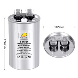 Capacitor for Air Conditioner 5 uf MFD 370 or 440 Volt VAC, Multi-Purpose Round Capacitor-2 Year Warranty