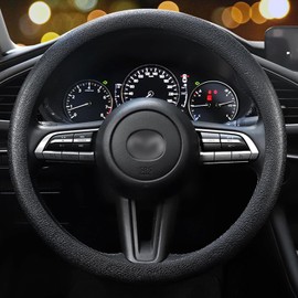 LRITER Funda para Volante de Coche, Material de Silicona Antideslizante, Varias Opciones de Color, Funda Universal para Volante de Auto, Adecuada para la Mayoría de los Coches (Negro)