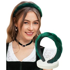 DIRNDLSTERN Women's Braided Costume Headband - Hair Accessory Headband Dirndl Velvet Oktoberfest Accessories Dark Green