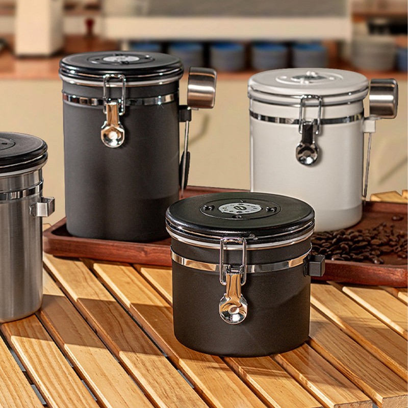Airtight Coffee Canister 1.2L 304 Stainless Steel Coffee Bean Storage