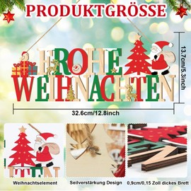 Hanging Decoration Christmas Door Decoration with Merry Christmas Lettering, Christmas Decoration Door Sign Made of Wood for Door, Window or Wall Decoration