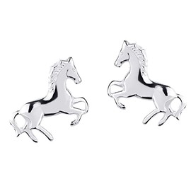 FIVE-D Stud Earrings Horse Pony Gallop 925 Silver, Silver, No Gemstone