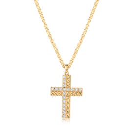 MTMY Gold Cross Necklace 14K Gold Plated Dainty Gold Cross Pendant Necklace for Women Delicate Necklace Jewelry (Cross 33)