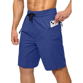 Men's Swim Trunks Quick Dry Board Shorts with Zipper Pockets Beach Shorts Bathing Suits for Men - No Mesh Liner(Blue,M)