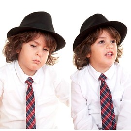 Kids-Felt-Fedora-Trilby-Gangster-Hat Toddler-Boys Panama Derby Manhattan Cuban Hat Jazz-Cap(Size 6 5/8 for 2-6T) Black