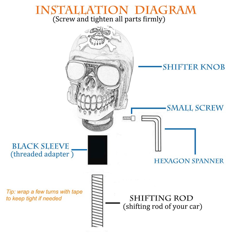 Thruifo Skull Handle Shifter Knob, Pilot Skeleton Style MT Car
