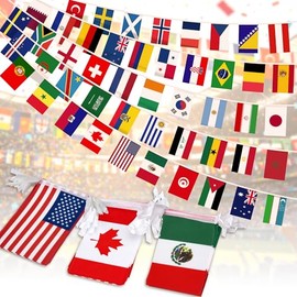 Bandera de la Copa Mundial 2026, banderines internacionales de 48 países, torneo de fútbol, banderín nacional de cuerda para bar deportivo, club, jard