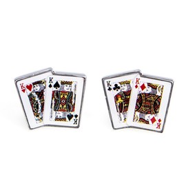 MRCUFF Kings 4 Four Playing Cards Poker Pair Cufflinks in a Presentation Gift Box & Polishing Cloth