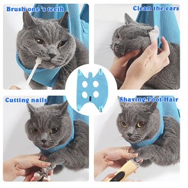 10-in-1 Pet Grooming Hammock Kit with Nail Clippers, Grooming Scissors, Steel Comb, Gloves & Adjustable Harness for Cats & Small to Medium Dogs. Perfect for Nail Trimming, Bathing & Grooming Care(S)