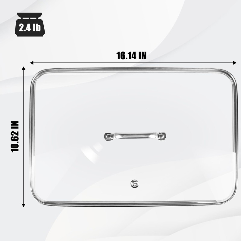 Vayepro Griddle Glass Lid for Lodge 10.62-inch x 16.14-inch Cast