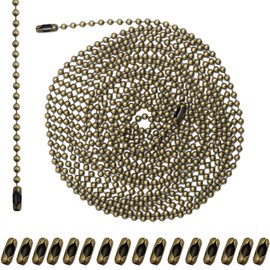 HXJFGDM 120-Inch Stainless Steel Ceiling Fan Pull Chain Extension Kit - Adjustable Bead Chain with 16 Connectors for Light Fixtures & DIY Crafts, 3mm Durable Metal Chain (Bronze)