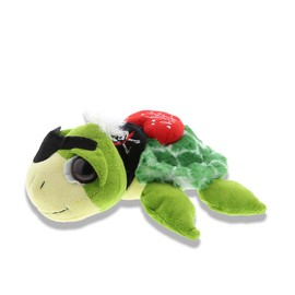 DolliBu I Love You Valentine Plush Green Pirate Turtle - Cute Stuffed Animal with Red Heart and Name Personalization Gift for Valentines Day, Birthday, Anniversary - 9 Inches