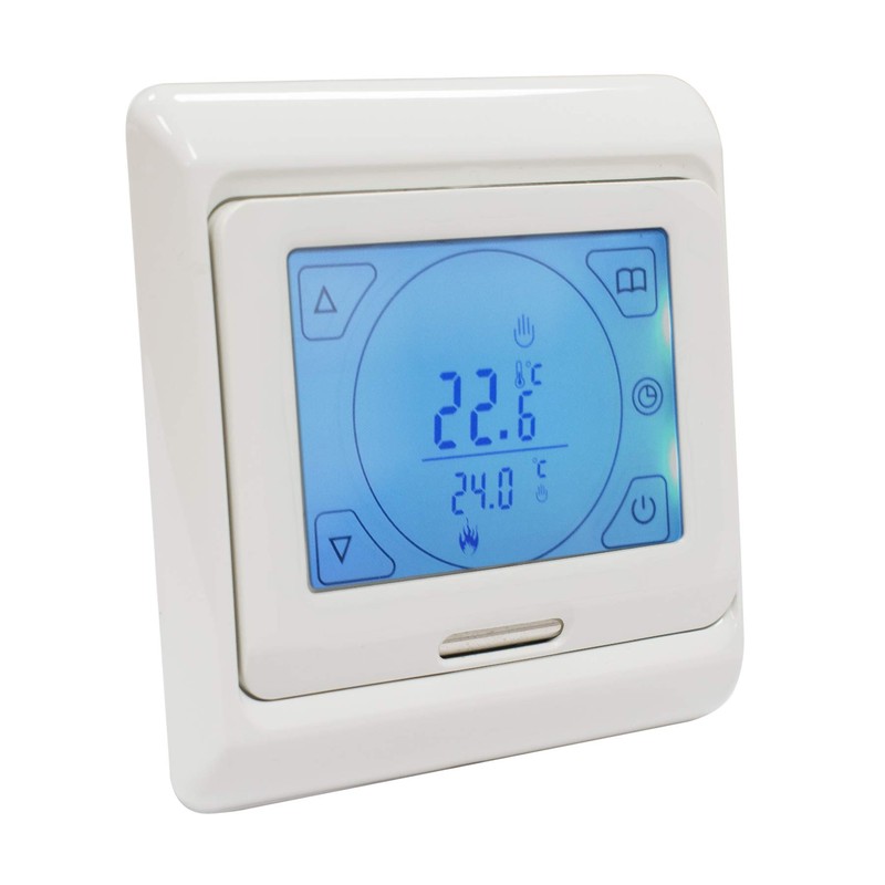 Touch Screen Digital Under Floor Heating Thermostat in White -