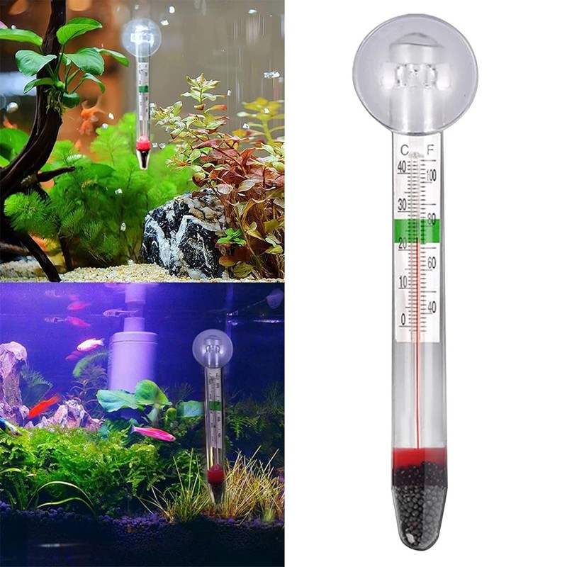 AIMALL Compact Suction Cup Thermometer for Fish and Turtle Tanks,