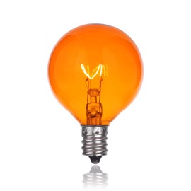 MAINDECO 25 Pack G40 Replacement Bulbs,120V 5W Incandescent,E12 Base,for Indoor Outdoor String Lights-Orange