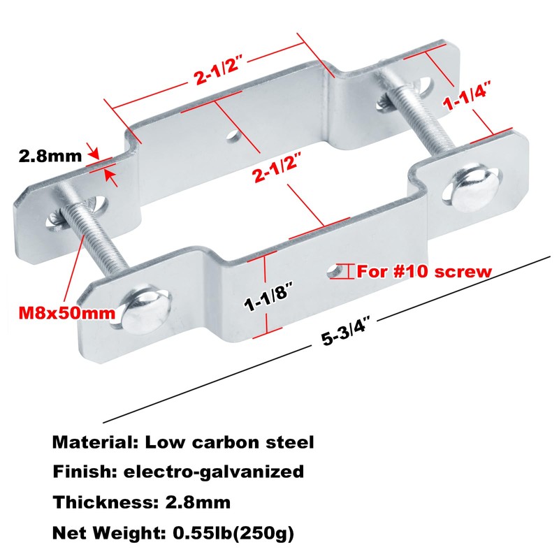 GBGS 6 Pcs Square Tube Fence Line Rail Bracket,2-1/2" x
