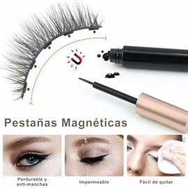 Pestañas Postizas Magneticas de 10 Pares, Kit de Pestañas Naturales 3D en Varios Estilos, con 2 Lápices Delineadores Magnéticos y Pinzas, Pestañas Postizas set Completo Reutilizables y Impermeables