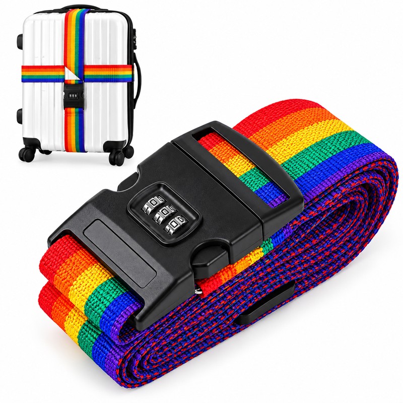 Adjustable Luggage Straps for Suitcases – 3-Digit Combination Lock and