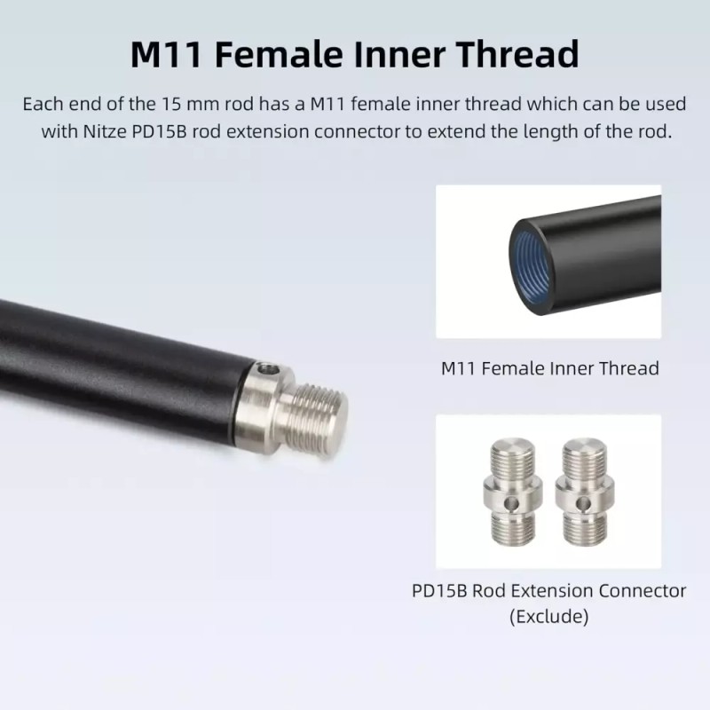 Nitz 니츠 15mm 막대 16인치 M11 암나사가 있는 알루미늄 합금