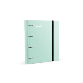 Casterli 72991 - Folder with 4 Rings Die-Cut Basic Colour, Matte Cover, Size 320 x 275 x 40 mm, Various Colours, Rings 40 mm (Light Green)