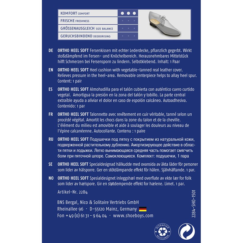 Shoeboy's ORTHO Heel Soft - trittdämpfendes Fersenkissen bei Fersensporn -