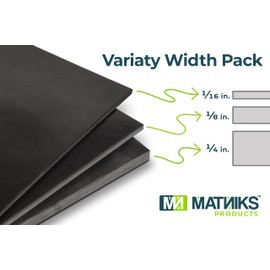 MATNIKS Rubber Sheets, Black, 6x6-Inch,1/16,1/8,1/4 (Variety Pack) Commercial Neoprene Plumbing Pipe Insulation Gaskets DIY Material Supports Leveling Sealing Bumpers Protection