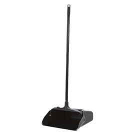Primero Basic Pivoting Upright Dust Pan with Long Handle and Wheels, Large Capacity, Heavy Duty Commercial Dustpan for Indoor Outdoor Use, Standing Dust Pan for Home and Restaurant Cleaning, Black