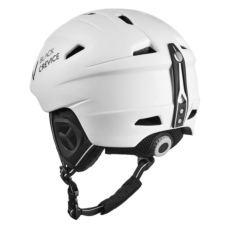 Black Crevice Adult Ski Helmet Stripe, Matt White/Black, L