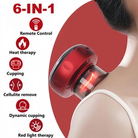 6-in-1 Smart Electric Cupping Massager, 12 Levels Suction & Heat Control, Portable Deep Tissue Muscle Massage Kit with Remote, for Home, Gym, Office Use