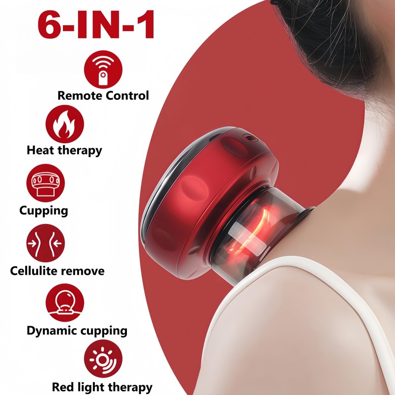 6-in-1 Smart Electric Cupping Massager, 12 Levels Suction & Heat