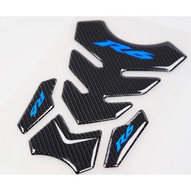 REVSOSTAR Real Carbon Fibre Gas Cap, Triple Tree Front End Upper, Top Clamp Decal Stickers, Tank Pad, Tank Protector for R6 600 2006-2016, 3 Pcs Per Set (Blue)