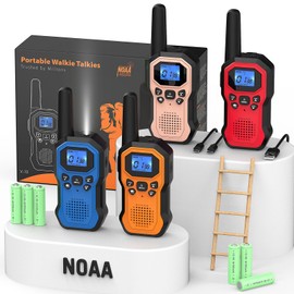 Walkie Talkies for Adults Long Range 2 Way Radios for Kids Rechargeable 4 Pack (Blue Red Orange Pink)