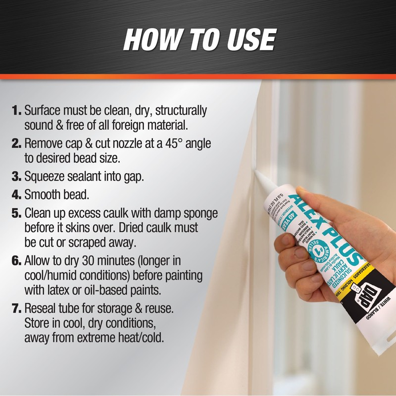 Dap 18128 Alex Plus Acrylic Latex Caulk Plus Silicone 5.5-Ounce