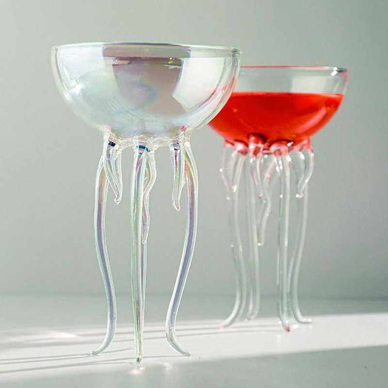 Magic Ocean Jellyfish Glass Cup Colorful Cocktail or Martini Cup
