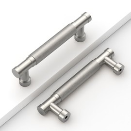 Coinkoly 10 Pack 3-3/4''(96mm) Brushed Nickel Knurled Cabinet Handles Kitchen Satin Nickel Cabinet Pulls Drawer Dresser Hardware for Cupboard Bathroom