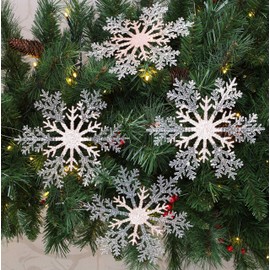 Christmas Concepts® 21cm (8.4") Large Glitter Decorated Snowflake Decoration - Christmas Baubles (ROSE GOLD, 4)