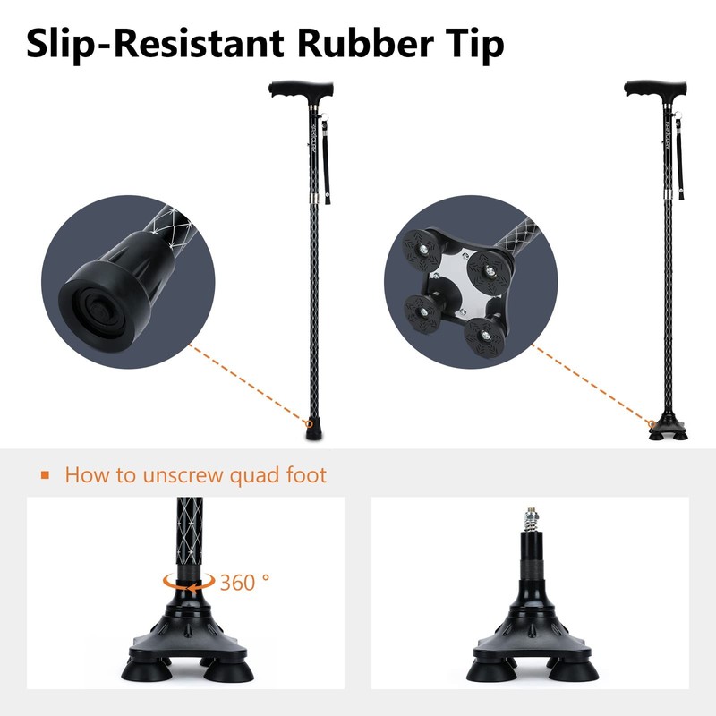 Kakiclay Folding Walking Cane With Led Light For Women &