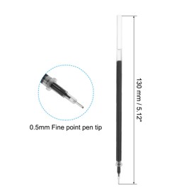 PATIKIL 50 Pieces 0.5 mm Needle Tip 130 mm Gel Ink Pen Replacement Refill Black Ink Ballpoint Pen Refill for Office Supplies Black