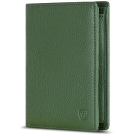 VON HEESEN Men's Leather Wallet with RFID Protection - Genuine Leather Wallet for Men - Women's Wallet, Green, Portrait Medium (Bifold)