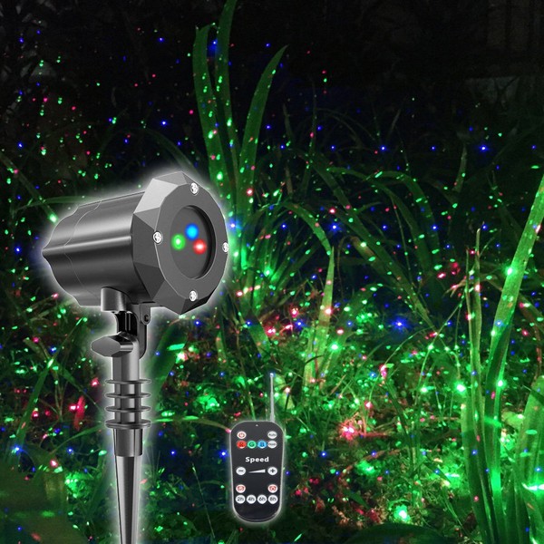 Poeland Outdoor Garden Laser Lights Waterproof Christmas Projector Lighting with Security Lock 3 Color Red Green Blue