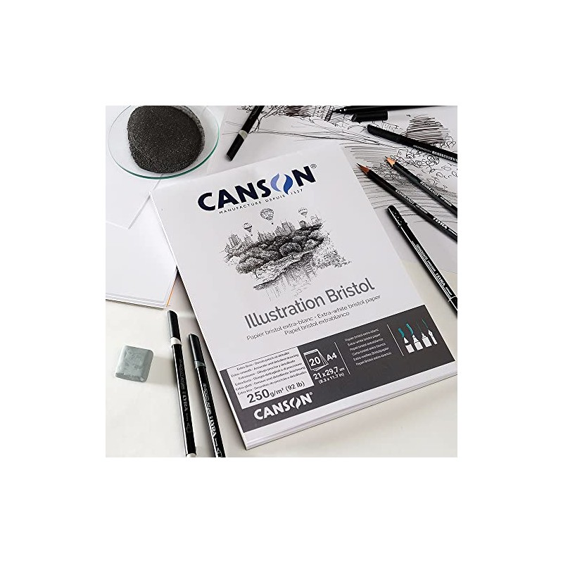 Canson Bristol 250gsm Paper, high-White & Ultra-Smooth, A4 pad Including
