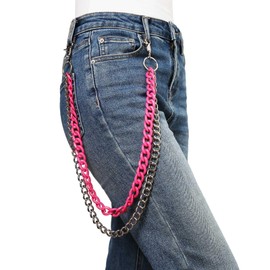 HZMAN Pant Chains for Women Biker Alloy Layered Chain Jeans Chains Belt Chain Wallet Chain Pocket Chains Punk Heavy Goth Emo Accessories (Red)