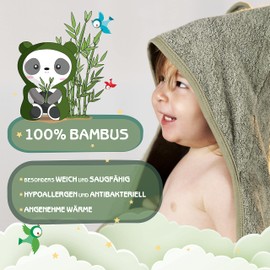 FUCHSUNDPANDA ® Hooded Towel Baby Extra Thick, Warm & Soft, 75 x 75 cm, Baby Towel with Hood, 100% Bamboo, Baby Towel Hood with Great Gift Packaging (Mint Green)